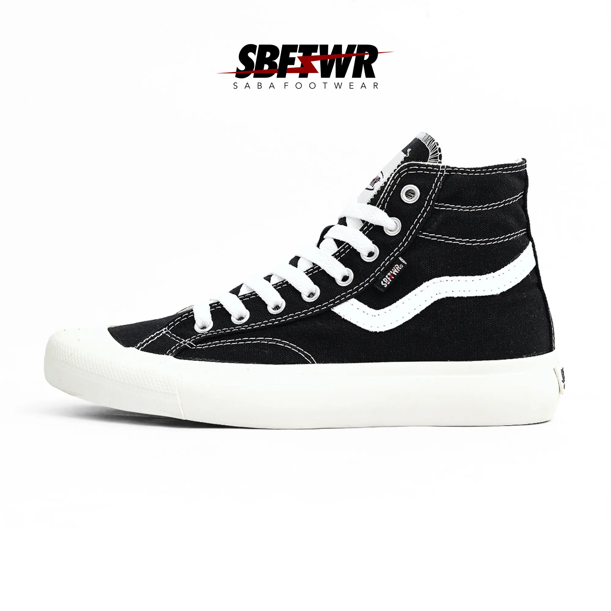 SABA Veloz High Black White - Sepatu Sneakers Casual Pria Wanita