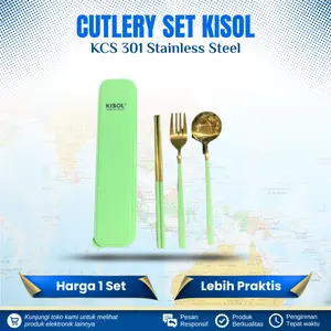 SET ALAT MAKAN TRAVEL PREMIUM KISOL KCS-301 CUTLERY SET STAINLESS STEEL 3 IN 1 SENDOK GARPU SUMPIT