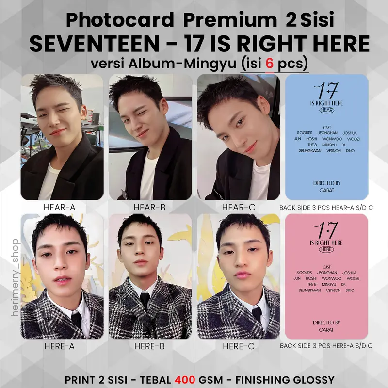 (ISI 4/5/6/13 PCS) Photocard SEVENTEEN 17 IS RIGHT HERE - PC Premium 2 Sisi Kartu Kpop Merch Unofficial SVT Maestro Lalali 17IRH 5