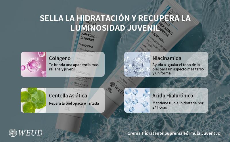 WEUD Crema hidratante definitiva Fórmula juventud (100g) / colágeno, niacinamida, centella asiática, ácido hialurónico / arrugas, manchas oscuras, cuidado de la piel