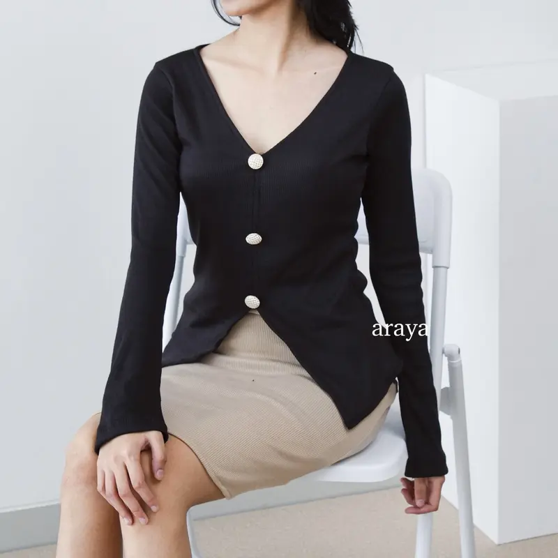 Jade Top - Atasan Wanita Longsleeve Lengan Panjang Bahan Knit Tebal Casual Top 5