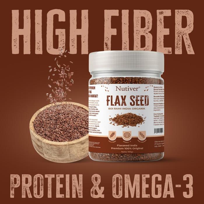 Gambar NUTIVER Organic Flaxseed India Premium 100% Original | Flax Seed India | Flaxseeds Biji Rami India Organik | Super Food Kaya Manfaat - 100gr dari NUTIVER.ID Kota Tangerang Selatan 5 Tokopedia
