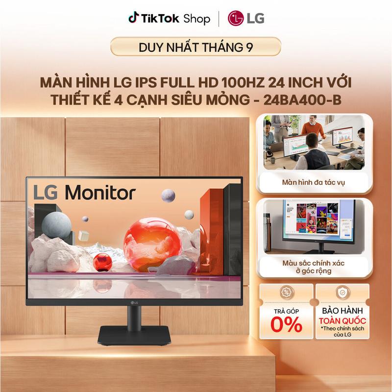 Màn hình LG IPS Full HD 100Hz 24 inch với thiết kế 4 cạnh siêu mỏng 24BA40