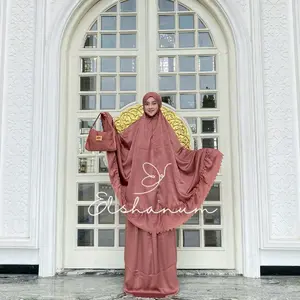 ELSHANUM - Mukena Santorini Luxury Shimer Dengan Rempel  dan Lasercut Mewah 2in1 Dewasa Jumbo Atasan Bawahan Motif Shimer Cantik Nyaman Lembut