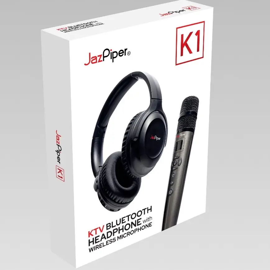 JazPiper K-Night Bluetooth Headphones with UHF Wireless Microphone for Ultimate KTV Experience