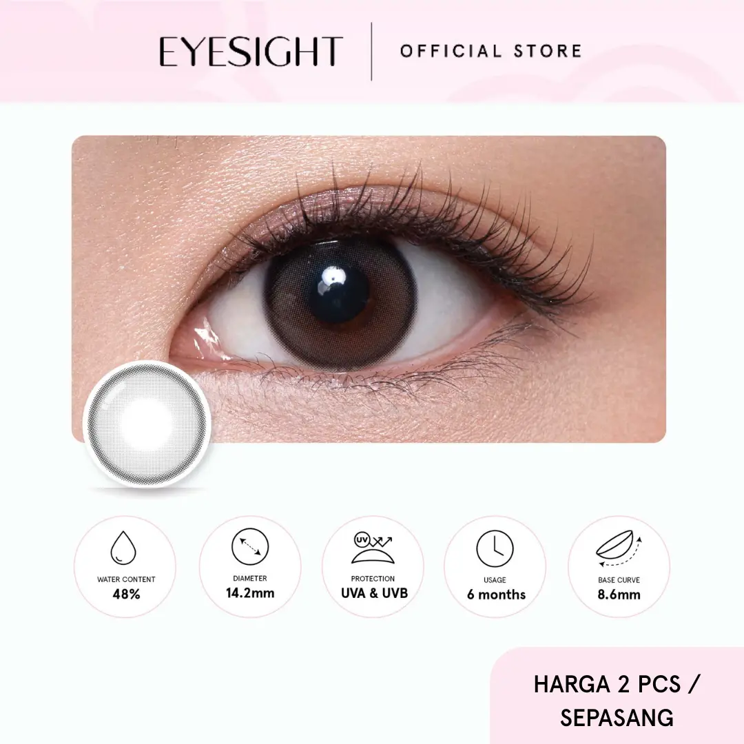 Softlens Bloominc Calla Gray - Soflen Normal, -0.50 s/d -8.00 (2pcs/sepasang)