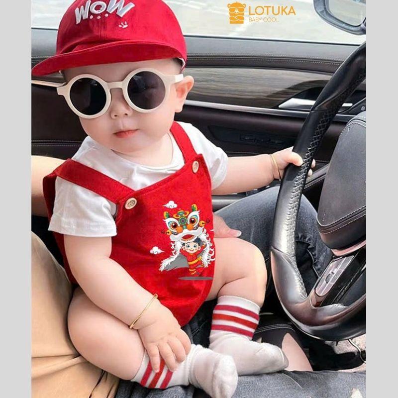 Set Yếm Đỏ Trung Thu Kèm Áo, Đoàn Kết LOTUKA Thun Cotton Bé Trai Bé Gái, Set Bộ Quốc Khánh Cho Bé, Quần Áo Trẻ Em Size 3-12kg
