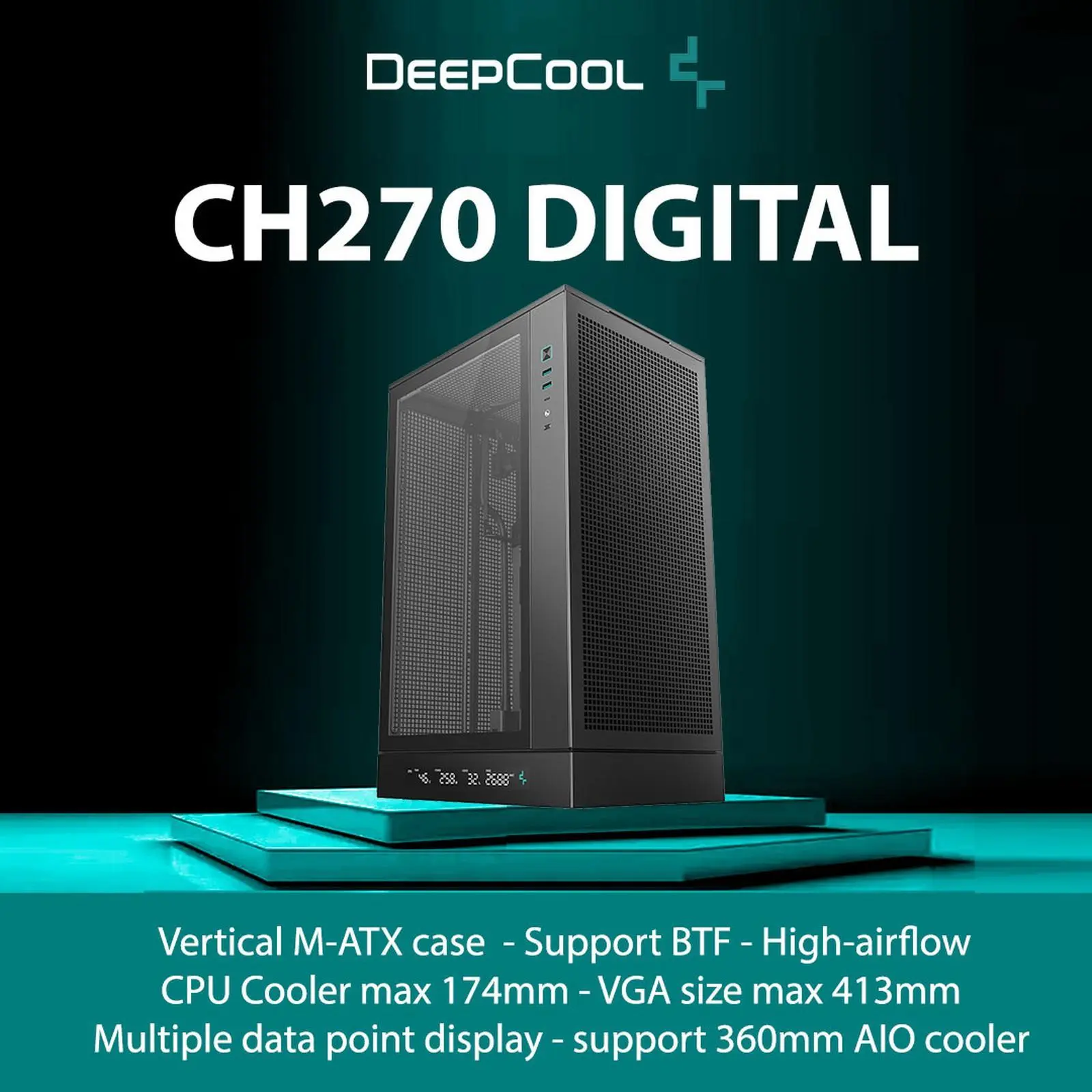 Deepcool CH270 Digital | CH 270 Digital PC - Komputer Case - Case PC Micro ATX, MATX