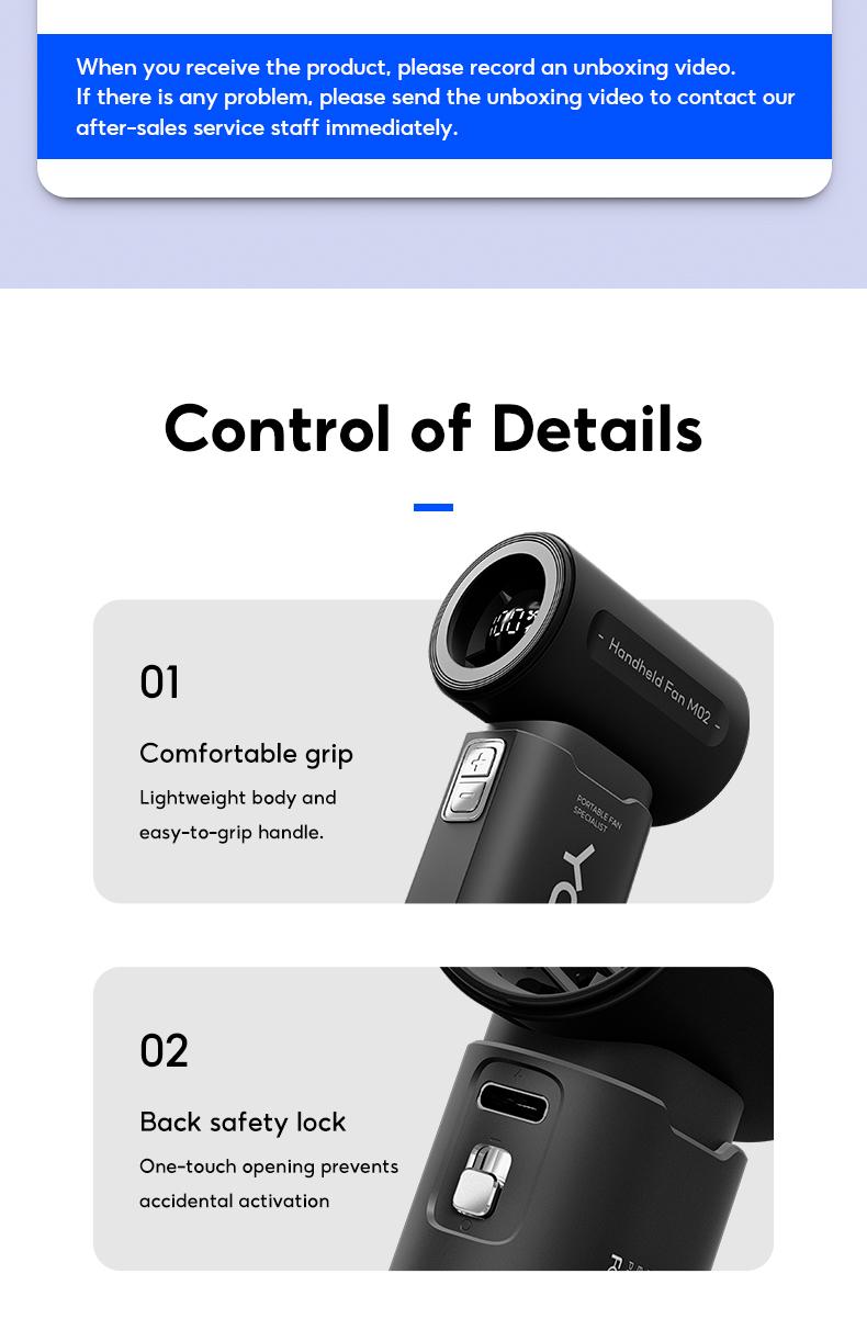 Yodevoe M02 Mini kipas 100 Gear Wind High-speed kipas angin Adjustable Turbo kipas tangan