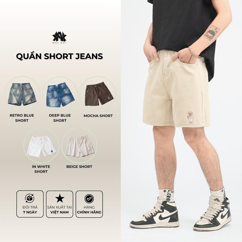   WHY.NOT  Quần Short Jeans Màu Beige - Quần Short Why.Not Form Chữ A Trên Gối - Quần Short 5 Màu Tuỳ Chọn quà tặng nam 19 11 quần short nam quần nam hot boy phố quần đùi nam quần nam quà tặng các bạn nam quần bò nam 