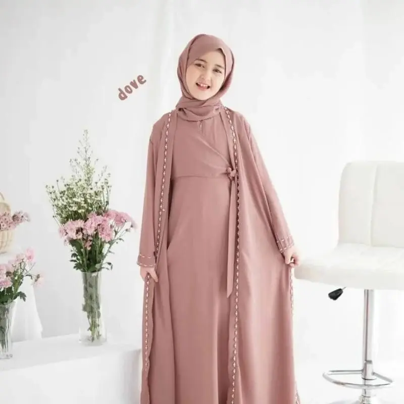Abaya AylinKids Untuk Usia 9-10-11-12-13-14-15 Tahun Bahan Ceruty mix Payet Mutiara Abaya Basik Polos Anak Tanggung Gamis Dress Abaya Anak Perempuan Gamis Anak Muslimah Maxy Dress Abaya Anak Model Turkey Abaya Rapih Model Modern Virall Baju Lebaran Wanita