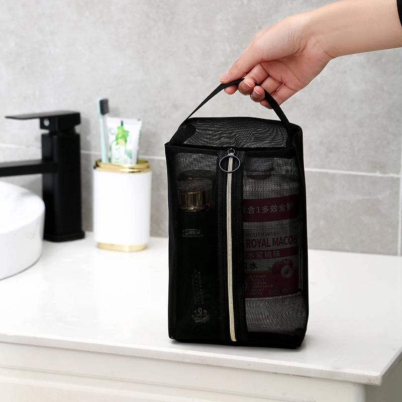 Túi Lưới Đựng Mỹ Phẩm Cầm Tay Thiết Kế Đơn Giản, Thích Hợp Cho Đồ Vệ Sinh Gia Đình, Có Khóa Kéo, Túi Sắp Xếp, Có Thể Đựng Son Môi, Cọ Trang Điểm Và Các Dụng Cụ, Gói Nam Da Bag Nhung Kem 3