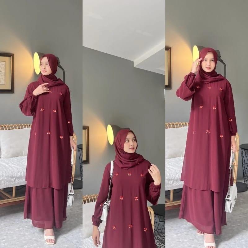 Product Introduction of Faiza Dress Gamis Malaysian Look Ceruty Babydoll Variasi Payet Dress Melayu Kurung Polos Premium Modern 3