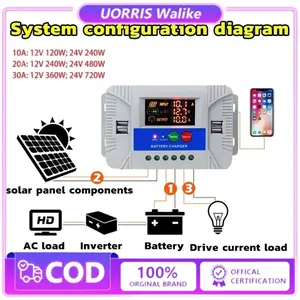 MPPT100A SCC PWM untuk baterai lithium Controller Panel Surya 12V 24V 30A Solar charger controler