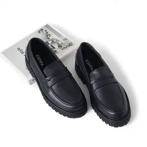 Kenfa - Mora Black Sepatu Pria Loafer Formal Kerja Kantor Kuliah Slip On Basic Hitam Tinggi Simple