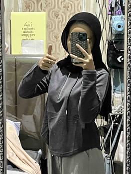 Product Review of Atasan berkerudung lengan panjang ramping serbaguna putih sederhana untuk wanita versi berkualitas tinggi from m**k 1