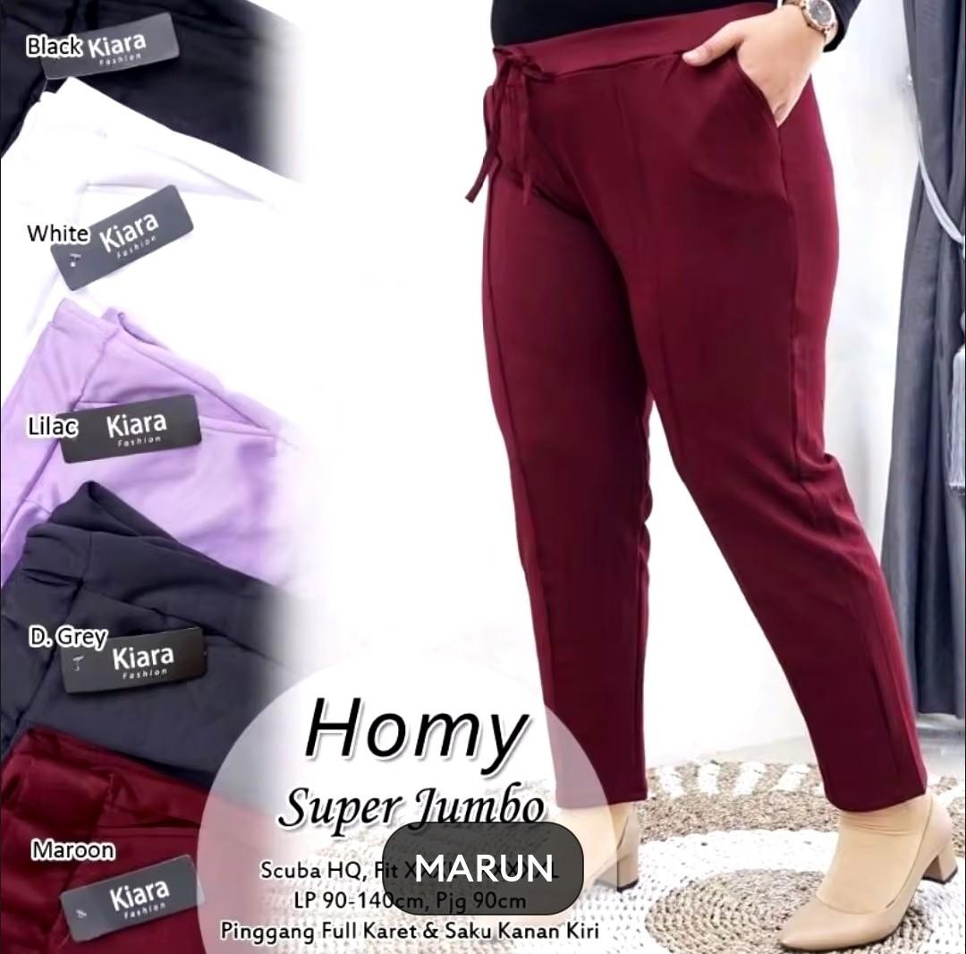 Celana Wanita Super Jumbo Luna Crepe Muat BB 100 Kilo Panjang Dewasa - 2 PCS - Airflow, Cewek, Santai, Kulot, Pant, Katun, Crepe Melar Nyaman Tebal Basic Hitam Casual Kaki Scuba