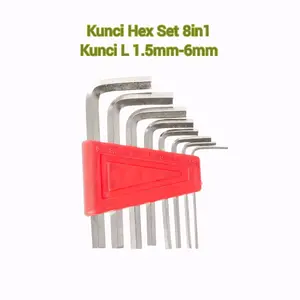 KS00851 Kunci Hex Set 8in1 Kunci L 1.5mm-6mm Alat Kunci Hexagon Set 8 Buah untuk Proyek DIY dan Profesional