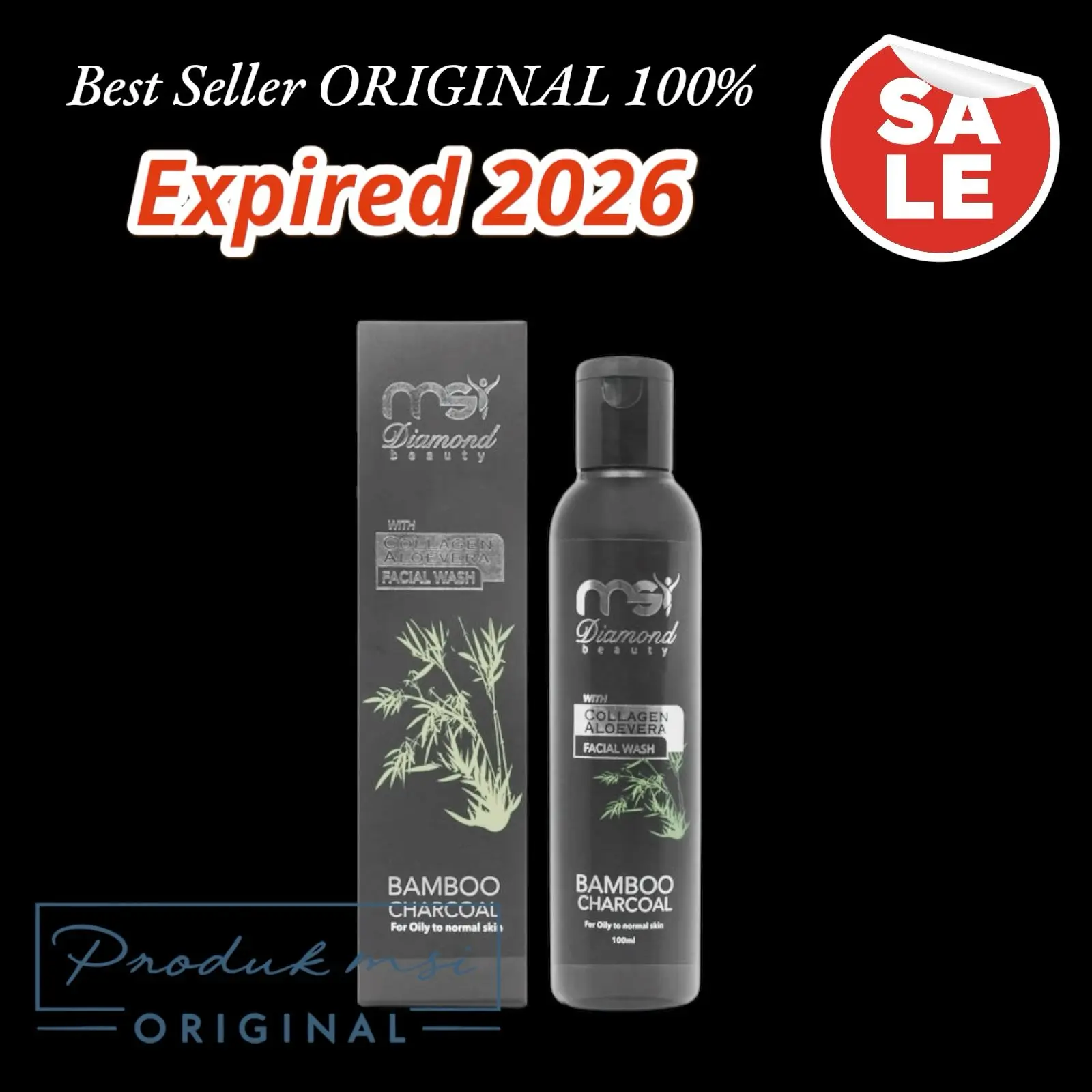 Sabun Bamboo Cair Charcoal MSI Original Termurah untuk Wajah Hitam dan Gatal - Wanita, Komedo