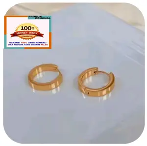 Anting Clip Wanita Dewasa Titanium Anti Karat Asli Ori Perhiasan Lapis Emas 24K Cantik - Earrings