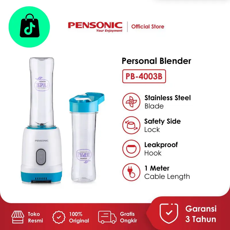 [Exclusive shoptokopedia.lifestyle] PENSONIC Personal Blender Blue BPA Free 2x 600ml Juicer Buah dan Sayur PB-4003B 0