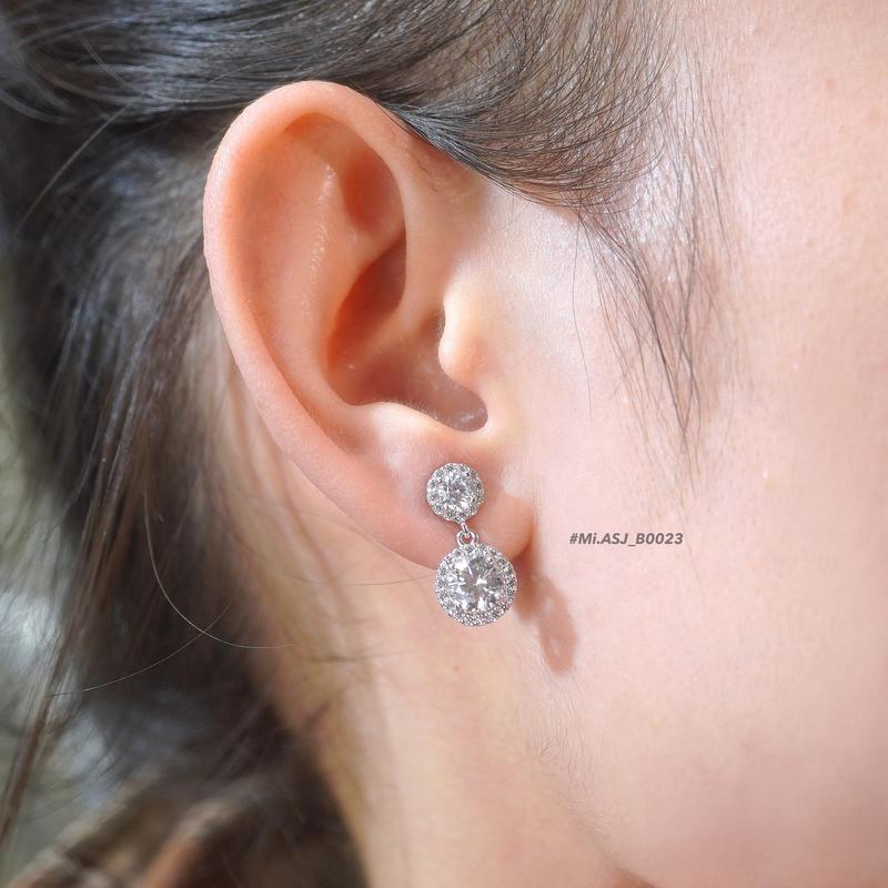  B0023 - Bông tai chốt đẩy tòn ten Bạc S925 thanh lịch cao cấp đá CZ MiASJ 