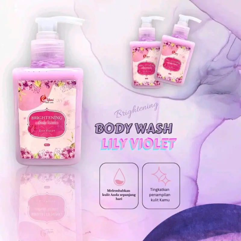 BODY WASH BRIGHTENING LILY VIOLET BY YONI SKINCARE | AMPUH MENCERAHKAN KULIT| MEMBERSIHKAN| AMAN BPOM | Melembutkan 2
