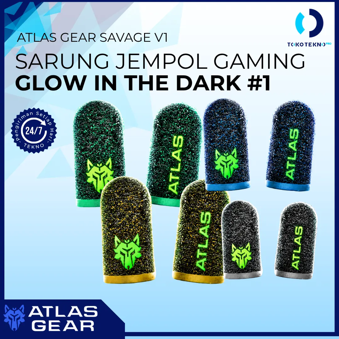 Atlas Gear Savage Thumb Finger Sleeve PUBG Mobile Mobile Legends Free Fire Sarung Jempol Ultra Responsive Anti Delay Glow In The Dark