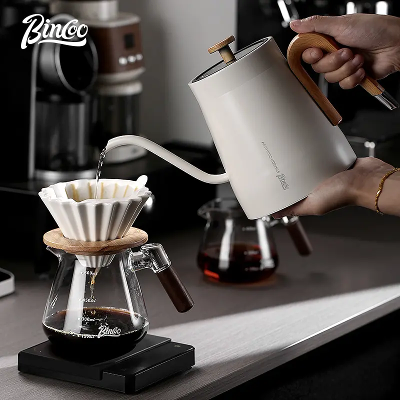 Bình pha cà phê pha tay nhiệt độ không đổi, BINCOO, Ấm đun nước Điện Điều khiển nhiệt độ thông minh, Bình Mỏng vòi, Dung Tích Lớn 800ML, Thích hợp cho gia đình và văn phòng 1