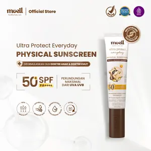 Moell Physical Sunscreen Anak 30gr SPF 50+ PA++++ - Broad Spectrum UVA-UVB - Perlindungan Maksimal - Skincare Dengan Microbiome Teknologi Formulasi Dokter - Skincare Bayi & Anak