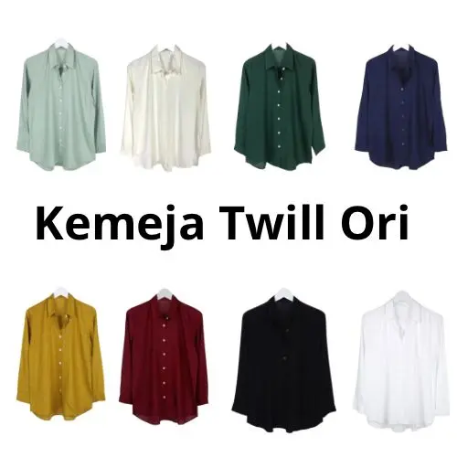 KEMEJA WANITA POLOS LENGAN PANJANG WANITA KERAH SANGHAI RAYON TWILL ORI POLOS TOP BLOUSE BASIC