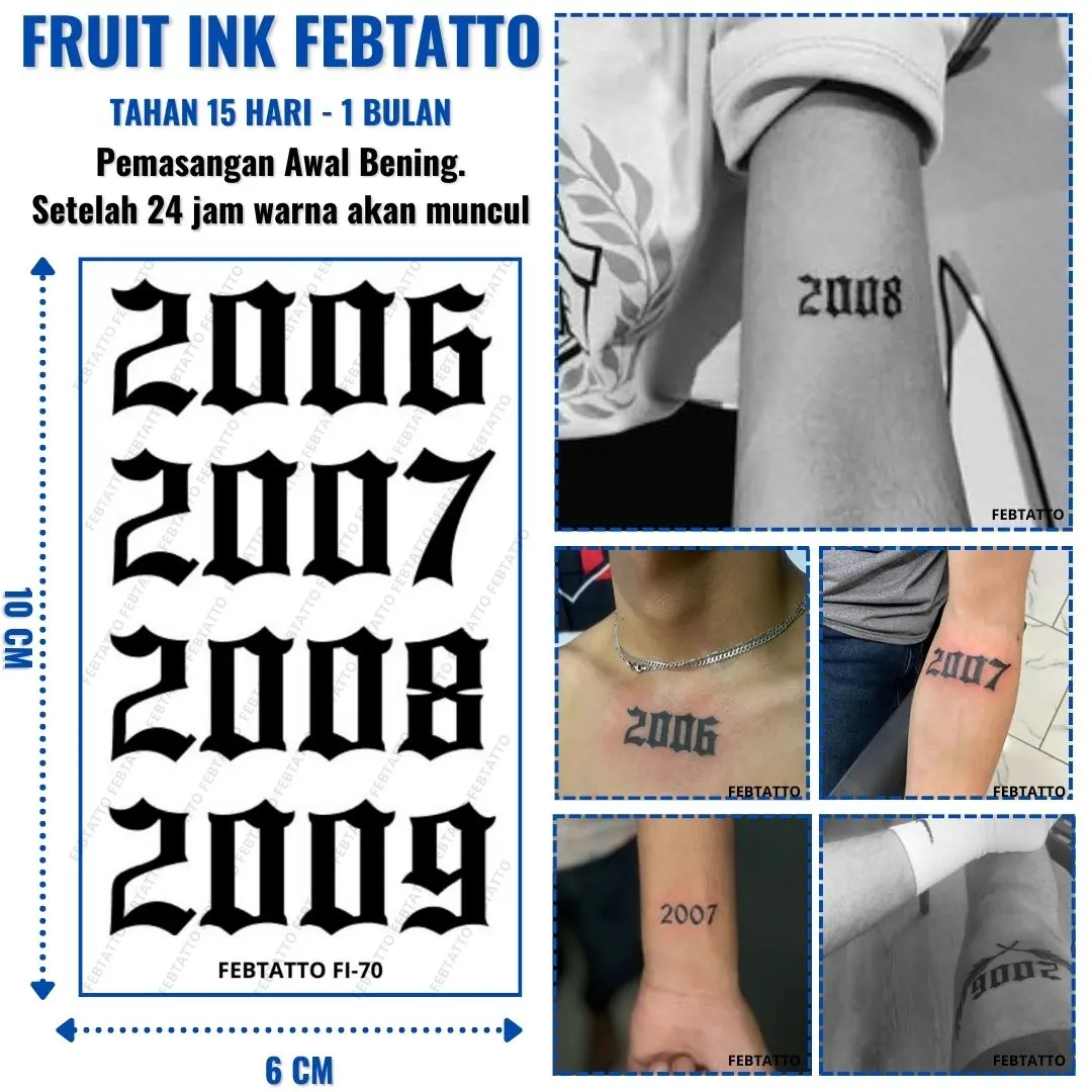 FRUIT INK MINI Tato Jari Semi Pemanent Tahan 1 Bulan Ukuran 10x6cm Tato Lengan Tato Dada Tato tangan Motif Aesthetic Tatto Temporary Stiker Tato Halal Grosir Tato air motif FI 70