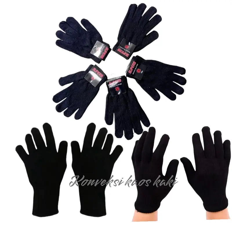 Sarung Tangan Rajut Hitam Polos untuk Pria dan Wanita Dewasa - 1 Pasang Gloves 1