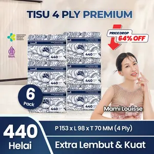 [Special Mami Louisse 6 Pack] Ecosoft Royale Ultra Soft Facial Tissue 4 Ply / Tisu Wajah Ultra Lembut 4 Helai / Tisu Natural Tanpa Pemutih dan Tanpa Pewangi / Lebih Kuat dan Lembut 4 Lapis