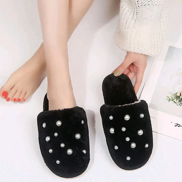 sandal rumah bulu selop wanita ( bustong mutiara )