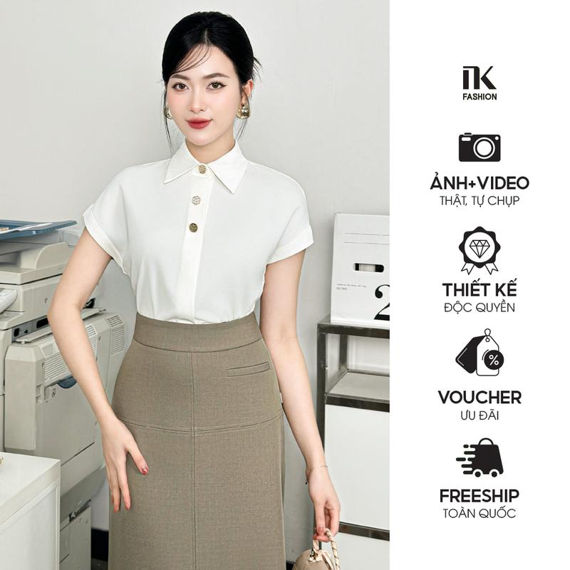 Áo Sơ Mi Vai Chờm Cúc Kiểu Thời Trang Công Sở NK Fashion Nữ Tính Nhẹ Nhàng Vải Mềm NKSM2501001