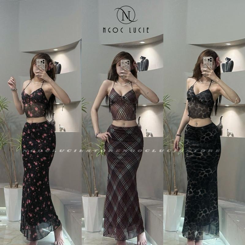  S353 - Set 2 Món Đi Biển Áo Cột Dây + Chân Váy Đuôi Cá - Ngọc Lucie 