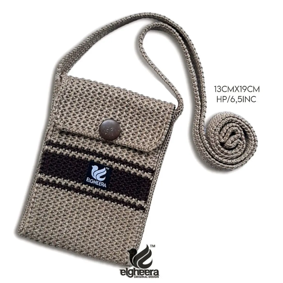 Tas selempang rajut HP pola strips by ELGHEERA Wanita