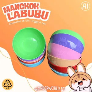 Mangkok Bowl Labubu PP5 ORI Isi 12 Pcs BPA FREE Diameter 15 cm Tinggi 6 cm Motif Lucu Tahan Panas Anti Pecah Kitchenwear Wadah Plastik Berkualitas Tinggi