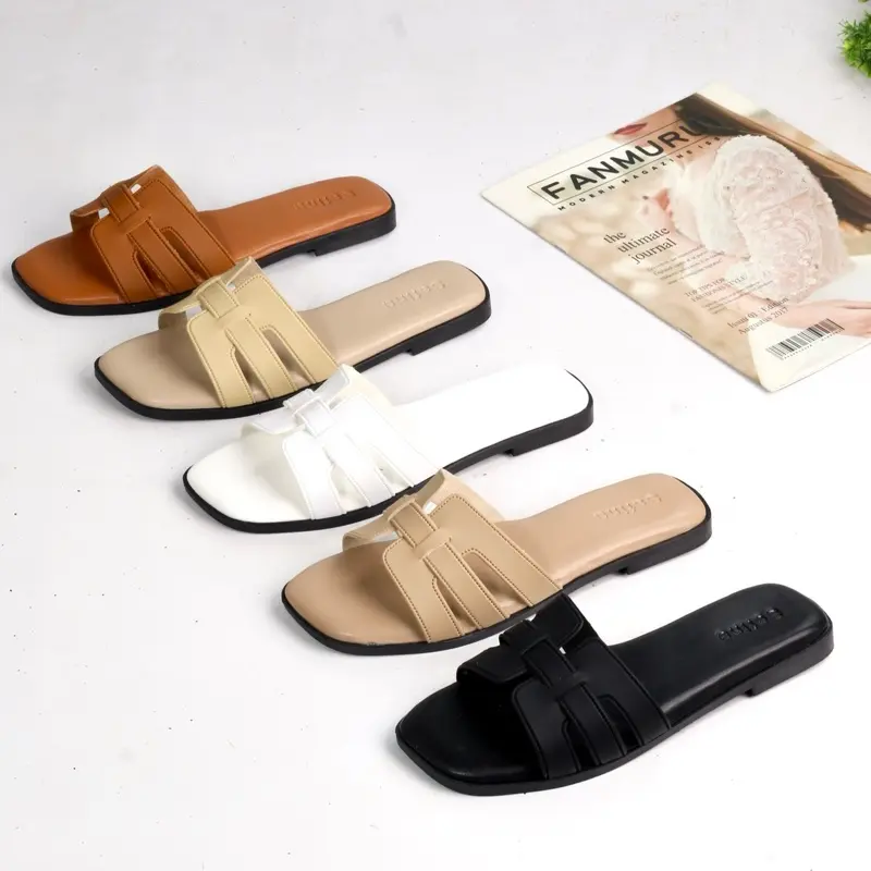 SAFINA Florence Sandal Wanita Flat Simple Polos Elegant - Model Sandal Flat Wanita Teplek Terbaru 2025 Shoes