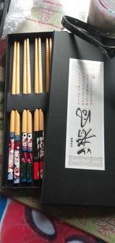 Product Review of Household Bamboo Wooden Chopsticks Gift Box Portable Tableware Set Japanese Style Home 5 Pairs Ba from e**8 0