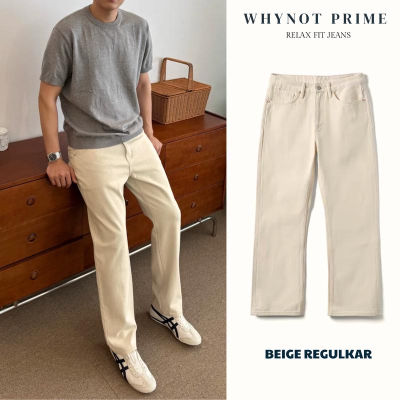 [DEAL MỞ BÁN] Quần Jeans Form Regular Màu BeiGe WN PRIME | Quần Bò Nam Nữ Ống Suông Đứng Có BIGSIZE