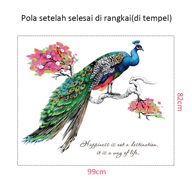 Wall Stiker Dinding Aesthetic – Bahan plastik vinyl transparan, ukuran 90cm x 60cm (P x T) per pcs, motif burung merak di atas dahan pohon. Terbuat dari kertas sticker, ideal untuk dekorasi dinding yang elegan dan menarik 9