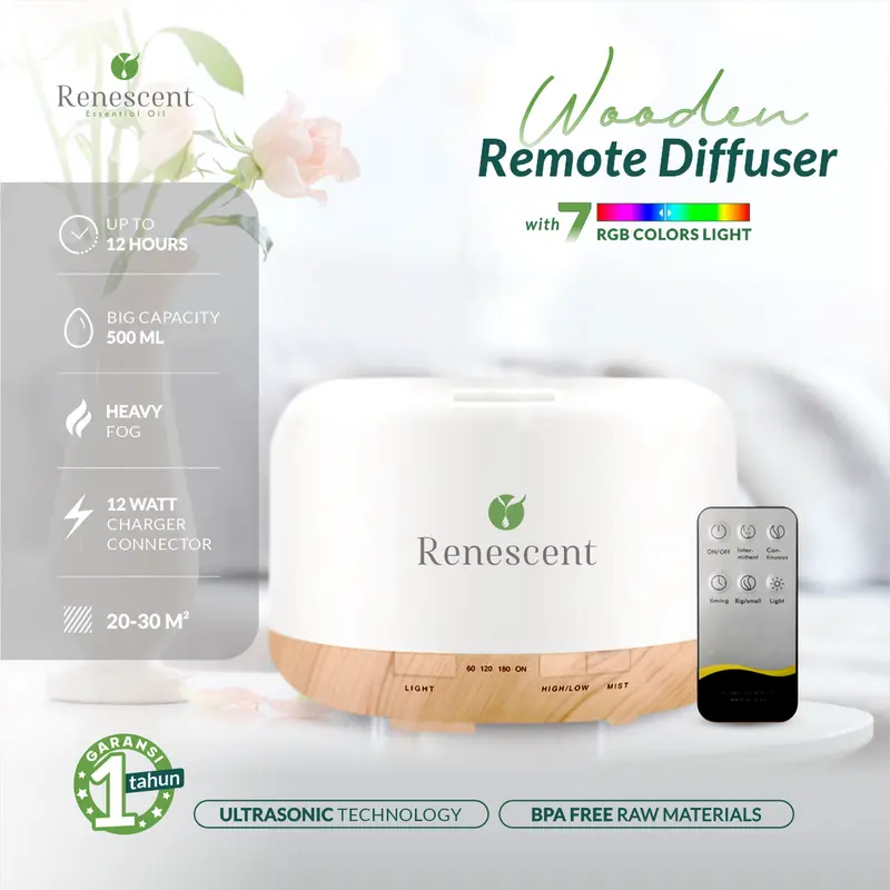 Renescent Diffuser 500ml Pengharum Ruangan & Aromaterapi Essential Oil 2