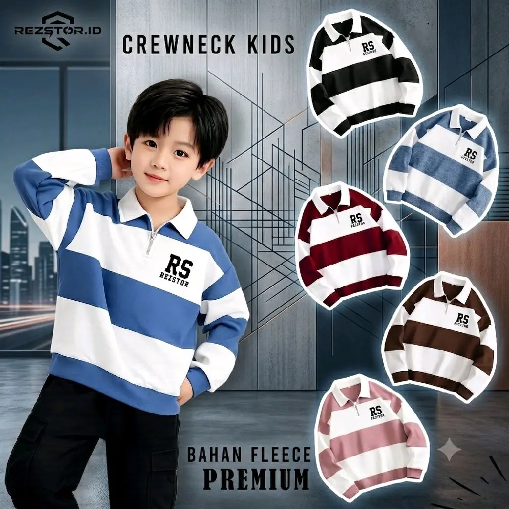 sweater Rugby anak model Korea cocok untuk anak laki-laki/perempuan mengunakan bahan fleece adem dan lembut