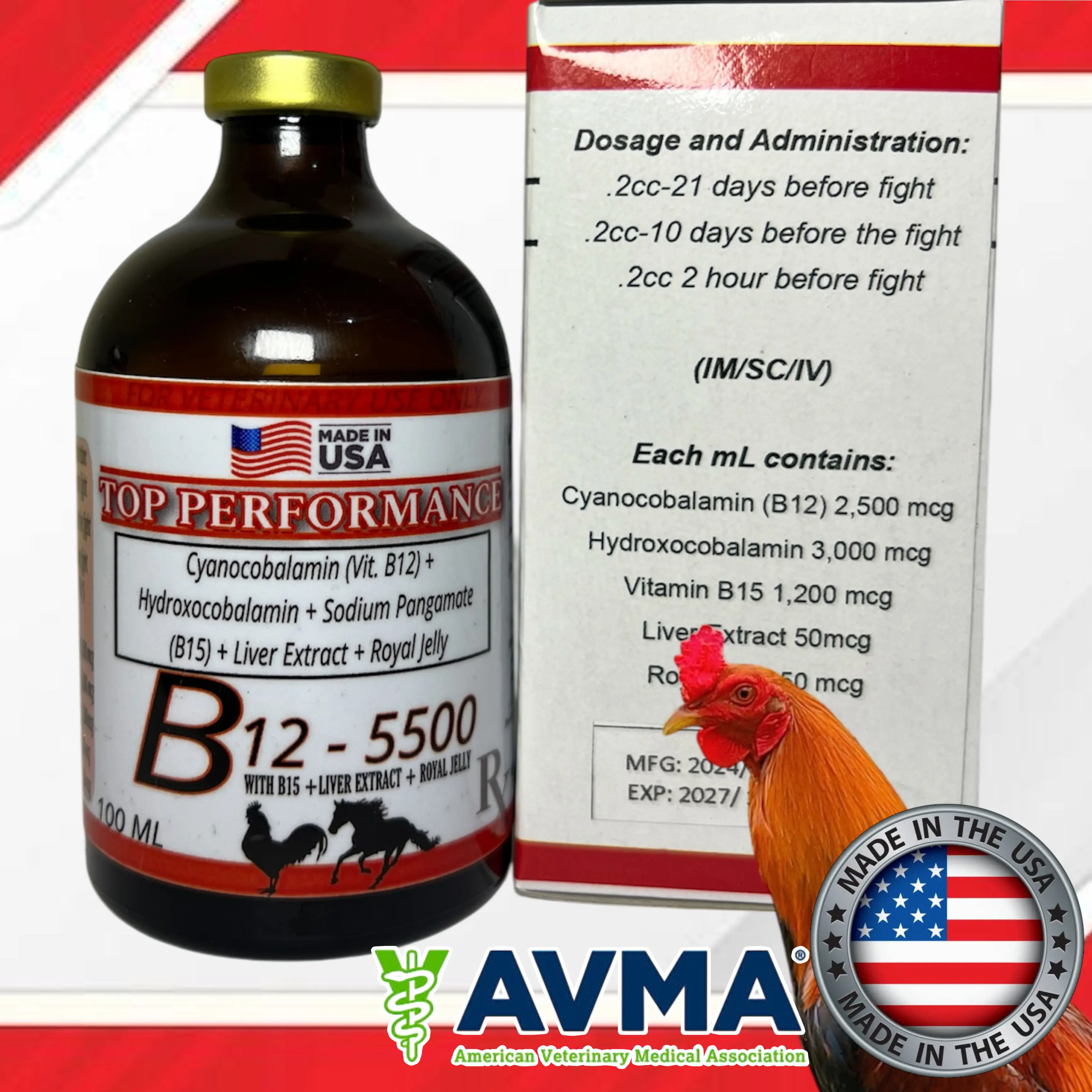 TOP PERFORMANCE B12-5500 FOR LIVESTOCK AND GAMEFOWL (100ML) 20ML (NO BOX)