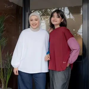 Rurik Shea Top Oversize Atasan Wanita Baju Muslim Panjang Manset Kaos Basic