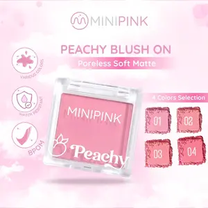 MINIPINK Peachy Blush On Palette Matte Natural Pigmented Perona Pipi 4 Warna Tahan Lama - MP048
