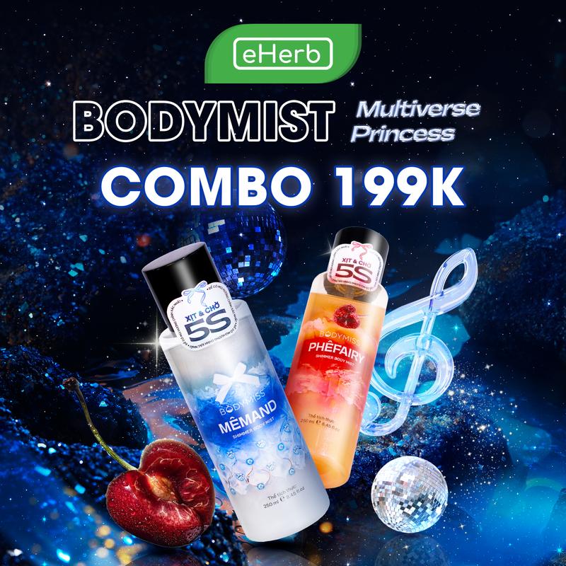   2 CHAI 199K - ĐỘC QUYỀN  Bodymist Nhũ Lấp Lánh Nước Hoa Nam Nữ EHERB - Xịt Thơm Body Kim Tuyến Unisex BODYMISS Phù Hợp Đi Học Hẹn Hò - Xịt Khử Mùi Cho Nam - Nước Hoa Mini Hair Mist Perfume Cosmetic Fragrance Women Mỹ Phẩm Chính Hãng Princess 