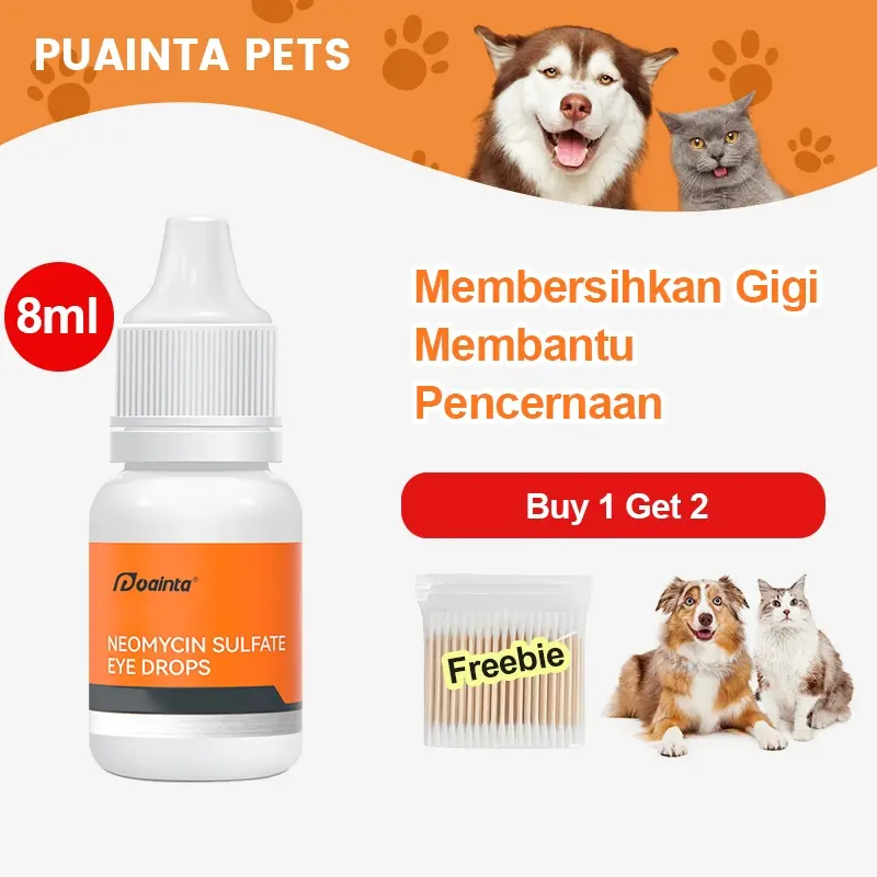 PUAINTA 8ml/botol Tetes Mata untuk Kucing dan Anjing Konjungtivitis Keratitis Mata Kemerahan dan Nanah di Mata 0